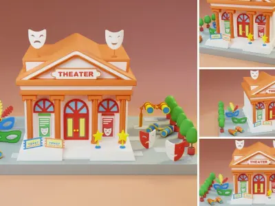 Cartoon Public Buildings Islands Exteriors 2 Low-poly 3D model