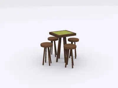 Food tables pack Low-poly 3D model