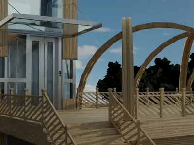 Pedestrian Overpass Low-poly 3D model