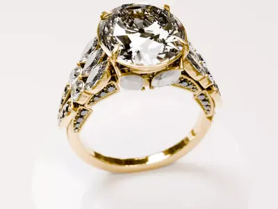 Luxury fingure ring with diamonds big for men Low-poly 3D model