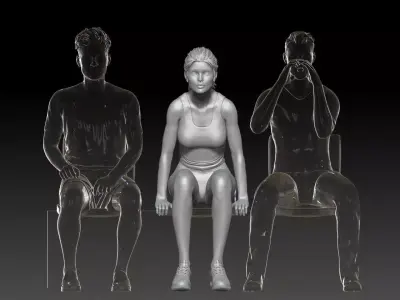 spectator at sports stadium girl 1 3D print model