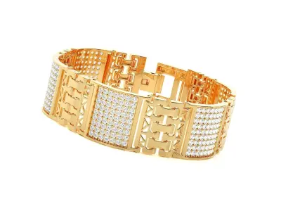 Mesh High Jewelry Diamond Head Bracelet 3dm stl renders details 3D print model