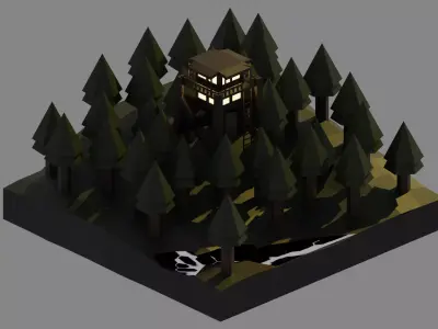 Pine Tower Free low-poly 3D model