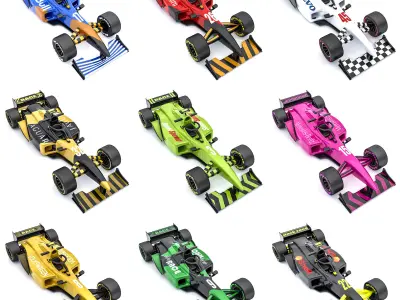 formula car collection 3D model Low-poly 3D model