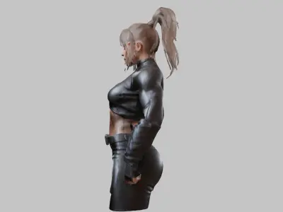 Beautiful girl Huge Muscular Low-poly 3D model