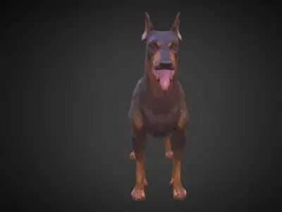Doberman Brown Low Polygon Art Animal Low-poly 3D model