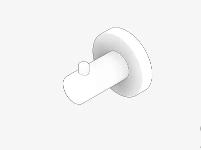 Robe Hook - Luxury - Round - Round Plate Low-poly 3D model