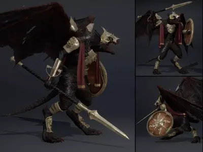 Mist Spearman ArmWing Low-poly 3D model