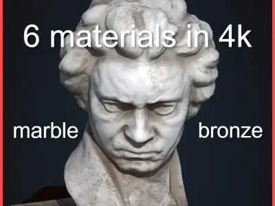 Beethoven Bust PBR Low-poly 3D model