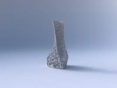 Vase twist puffy triangle with dense organic lattice 2 3D print model