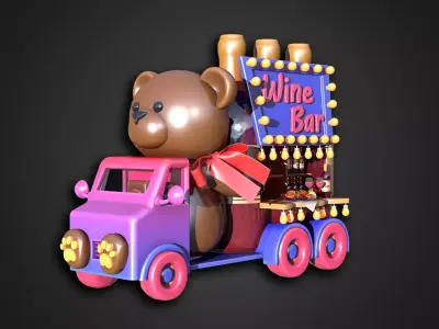 Asset - Cartoons - Food RedWine Car 3D model