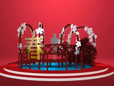 Build instagramable Chinese New Year Display - Bridge of Wealth 3D model