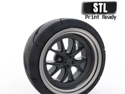 3d printed car parts Tire Rims Wheels set for scale car 3D print model