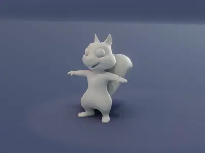Cartoon Squirrel Animated Base Mesh 30 Animations 3D Model Low-poly 3D model