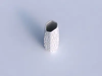 Vase arc hexagon with crystal dents 3D print model