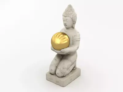 Kneeling Buddha Statue 001 3D model