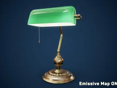 Bankers Lamp PBR Game Ready Low-poly 3D model
