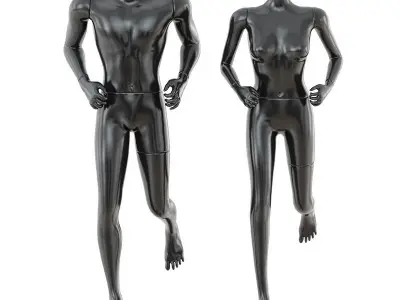 Running mannequin man and woman 36 3D model