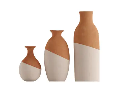 Ivory Dipped Clay Vase 3D model