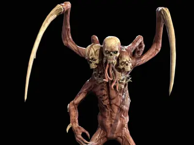 Necromutant7 humanoid creature Low-poly 3D model