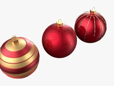 Christmas Tree Ornament Set2 - Red Yellow 3D model