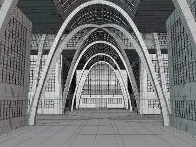 Industrial exhibition building 3D model