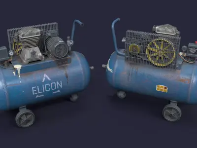 Compressor two air compressors Low-poly 3D model