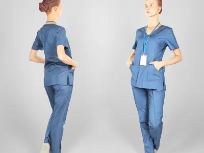 Surgical nurse 96 Low-poly 3D model