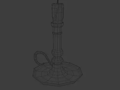 Candlestick gold candle holder Low-poly 3D model