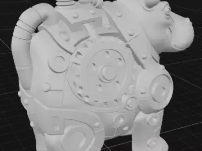 Industrial Hippo Sculpture 3D print model