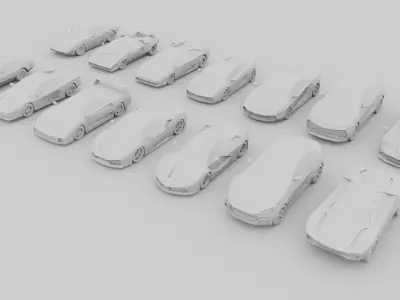 Low-Poly Italian Classic Sport and Super Cars Low-poly 3D model