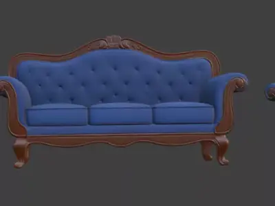 Cartoon style sofa set 3D model