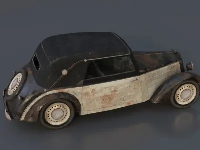 Old Rusty German Car DKW-F8 Low-poly 3D model