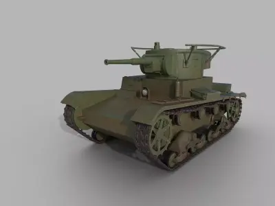 T-26 lowpoly wwii tank Low-poly 3D model