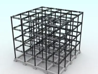 Steel-frame building 2 3D model