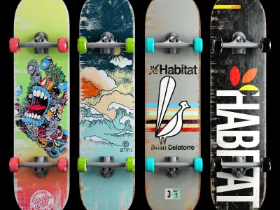 Skateboard set 004 3D model