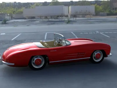 Fully Modelled Mercedes 300SL Roadster Red HDRI 3D model