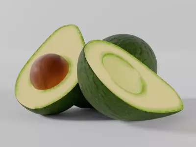 Avocado - Cut with seed Low-poly 3D model