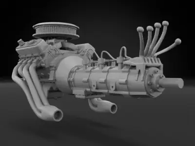 Big Block V8 - Single Carb 3D print model