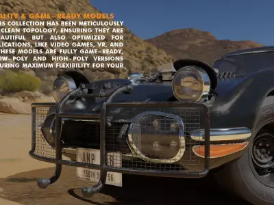 The Ultimate Post-Apocalyptic Car Collection Game Ready Models Low-poly 3D model