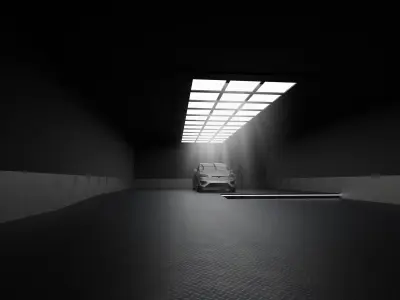Car studio interior Low-poly 3D model