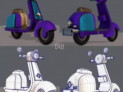 Scooter Cartoon Low-poly 3D model