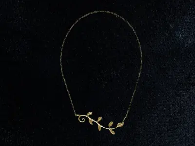 Olive Leaf Vine Pendant gold luxury jewellery 3D model