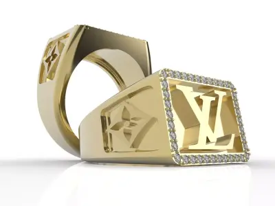 Louis vuitton LV ring men man gems 3D print model