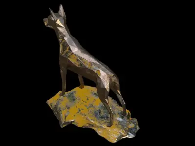 Steampunk Doberman Pinscher Rock Low-poly 3D model