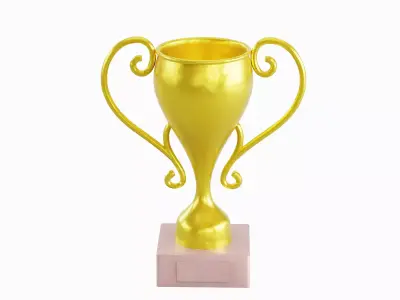 Gold Trophy Cup 02 Low-poly 3D model