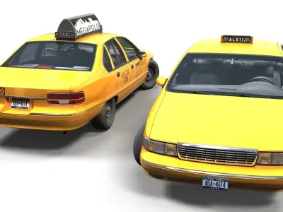 Yellow taxi sedan Low-poly 3D model