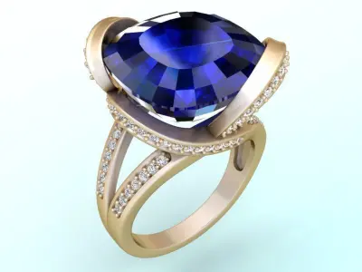 Gemstone rings - Square stone ring - Diamond rings 3D print model