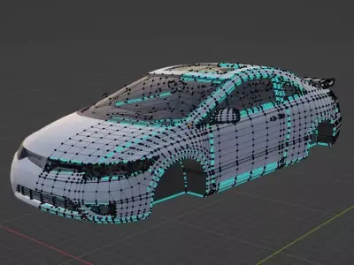 2007 Honda Civic SI Coupe Low-poly 3D model