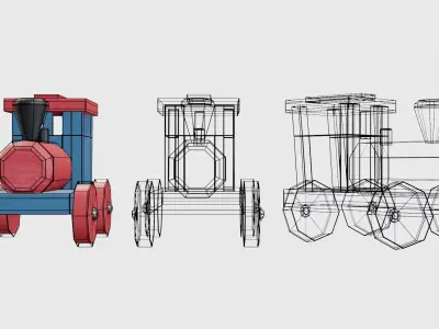 toy locomotive colorful Low-poly 3D model